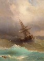 嵐の海のイワン・アイヴァゾフスキーの船 海の波